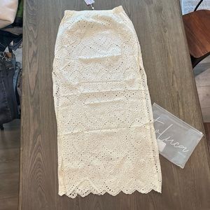 NWOT Toluca Natalie Swim Cover Up Skirt Ivory Crochet Size L